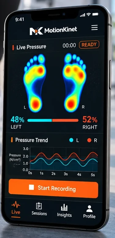 MotionKinet App 足壓與左右負重分析畫面